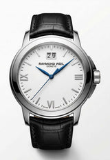 Raymond Weil Tradition Stainless Steel and Leather 41mm Watch White REYTSSL41W_TH