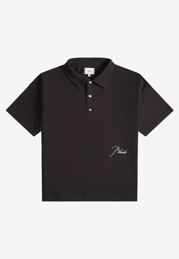 Rhude Pique Snap Short-Sleeved Polo T-shirt RHPS24SH15320372BLACK