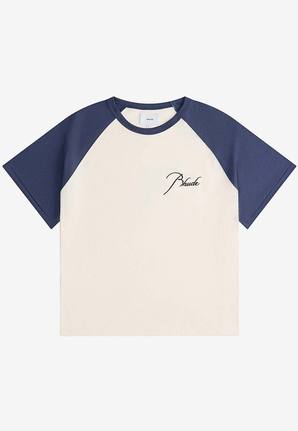 Rhude Logo Embroidered Raglan T-shirt RHPS24TT07012155BLUE