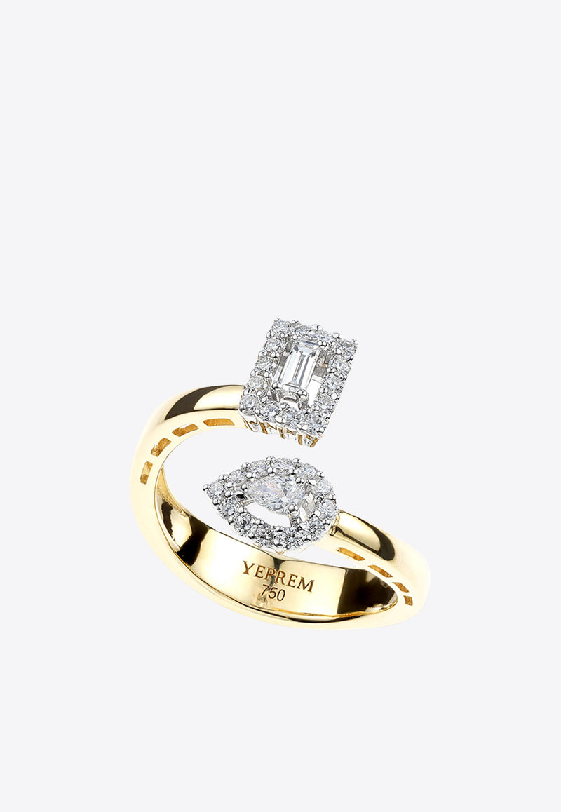 Yeprem Golden Strada Stackable Diamond Ring in 18-karat Yellow and White Gold RI2974