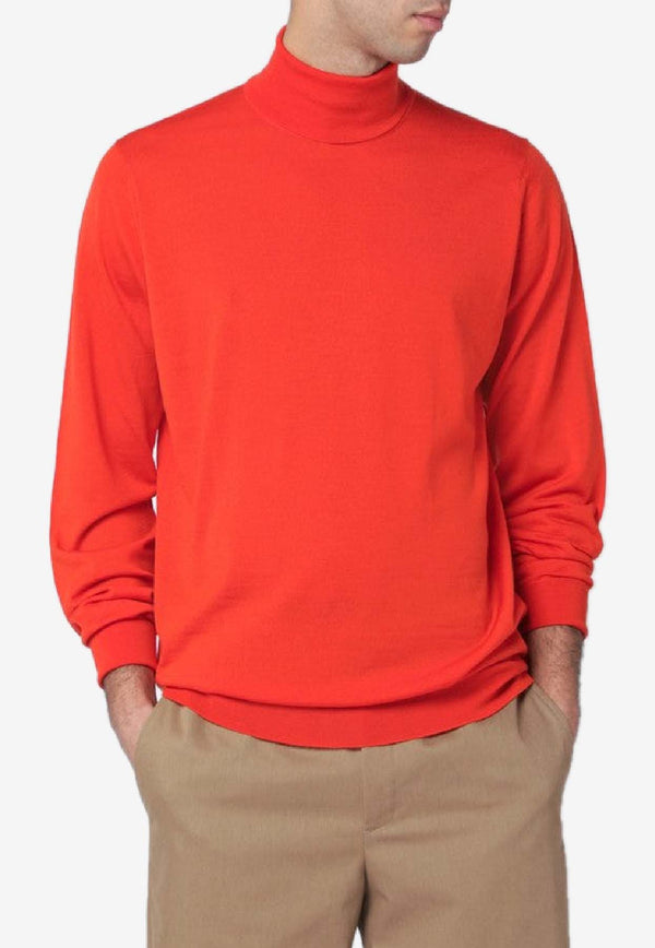 John Smedley Wool Turtleneck Sweater Orange RICHARDSWO/R_JOHSM-HO