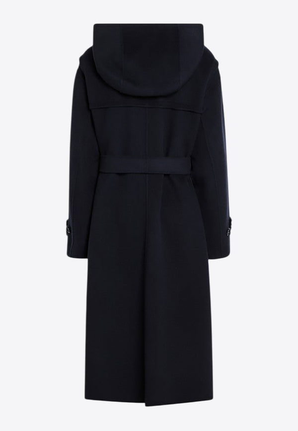 S Max Mara Rima Hooded Wool Coat with Belt Navy RIMAWO/R_MAXS-081