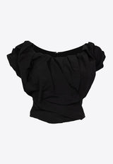 Paris Georgia Rio Off-Shoulder Draped Bodice Black RIOB001-BLK_BLACK