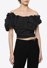 Paris Georgia Rio Off-Shoulder Draped Bodice Black RIOB001-BLK_BLACK