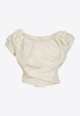 Paris Georgia Rio Off-Shoulder Draped Bodice Ecru RIOB001-BNE_ECRU
