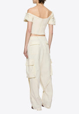 Paris Georgia Rio Off-Shoulder Draped Bodice Ecru RIOB001-BNE_ECRU