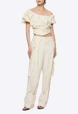 Paris Georgia Rio Off-Shoulder Draped Bodice Ecru RIOB001-BNE_ECRU