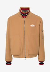 Moschino Logo Patch Bomber Jacket RJ061170145085 5085 Brown