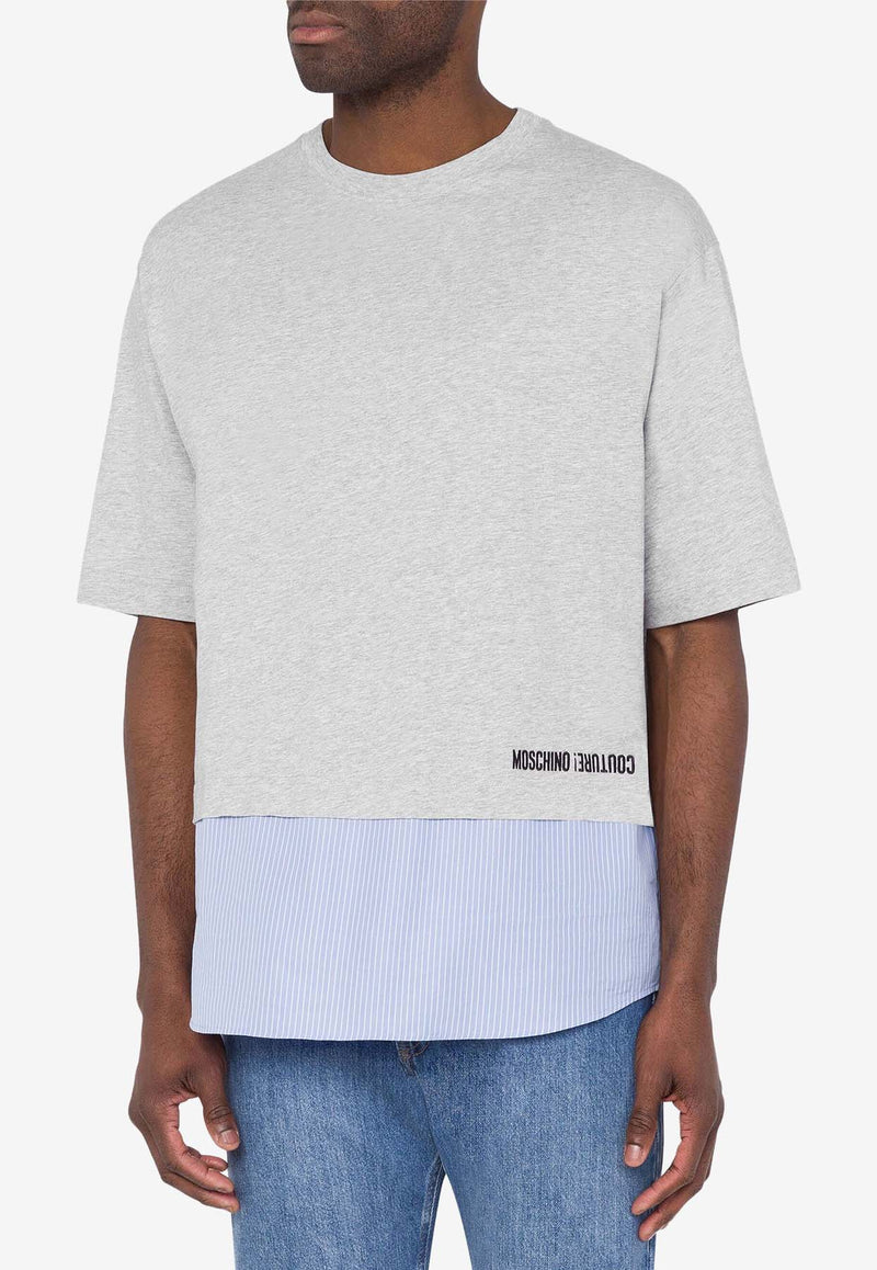 Moschino Logo Paneled Short-Sleeved T-shirt RJ070670415485 5485 Gray