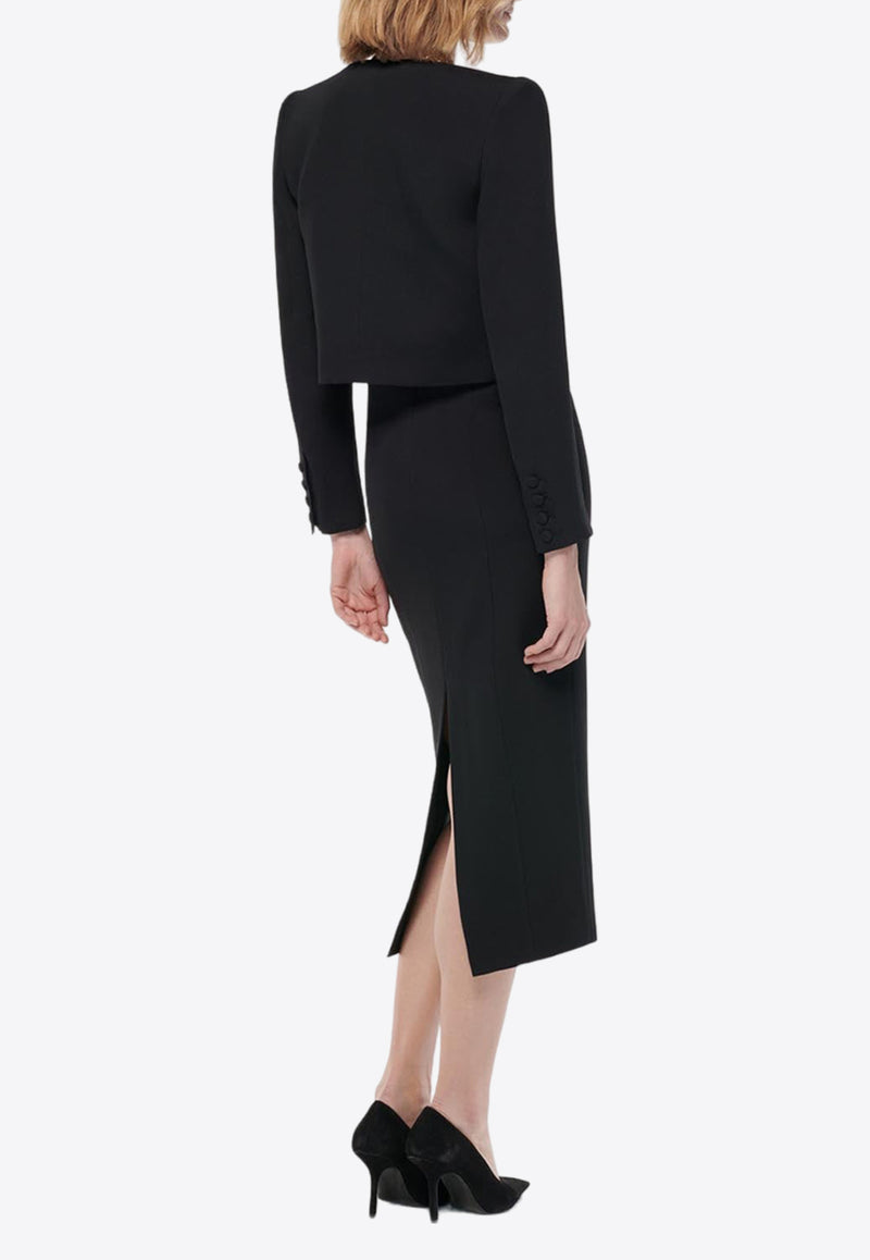 Roland Mouret Cropped Stretch Wool Silk Jacket RM-PF24-071J-BBLACK