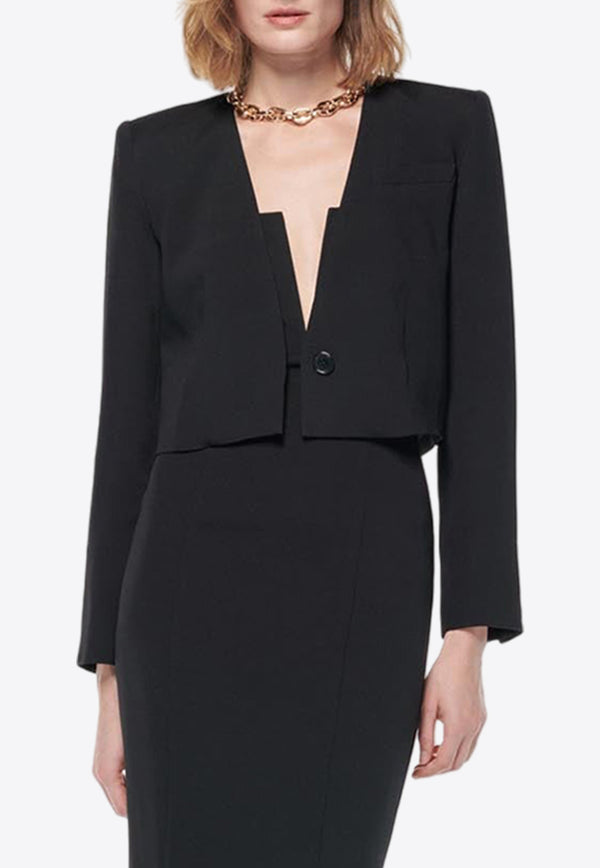 Roland Mouret Cropped Stretch Wool Silk Jacket RM-PF24-071J-BBLACK