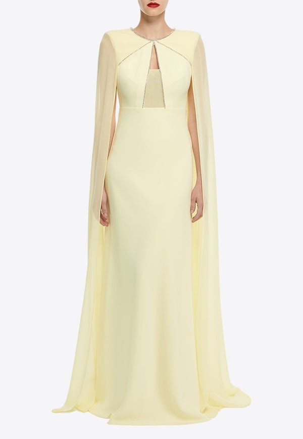 Roland Mouret Stretch Cady Caped Maxi Dress RM-RS24-076G-YYELLOW
