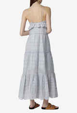 Isabel Marant Etoile Paule Lace-Trimmed Maxi Dress Light Blue RO0951FAD1J05E/S_ISAET-30LU