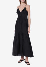 Isabel Marant Étoile Vasma V-neck Maxi Dress Black RO1003FBB3J04E/S_ISAET-01BK
