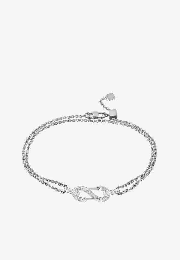 EÉRA Romy Double Chain Bracelet in 18-karat White Gold with Diamonds Silver ROBRFP02U1