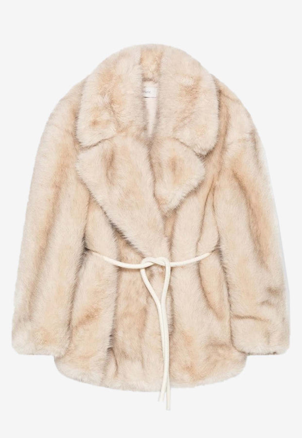 Sportmax Rosaria Faux Fur Belted Coat Beige ROSARIAEF/R_SPORM-003
