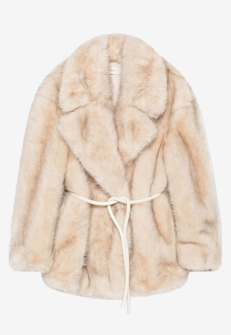 Sportmax Rosaria Faux Fur Belted Coat Beige ROSARIAEF/R_SPORM-003