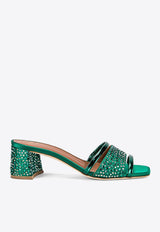 Malone Souliers Rosa 45 Crystal Embellished Satin Mules Green ROSA 45-2 EMERALD GREEN