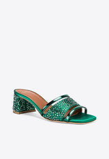 Malone Souliers Rosa 45 Crystal Embellished Satin Mules Green ROSA 45-2 EMERALD GREEN