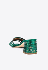 Malone Souliers Rosa 45 Crystal Embellished Satin Mules Green ROSA 45-2 EMERALD GREEN