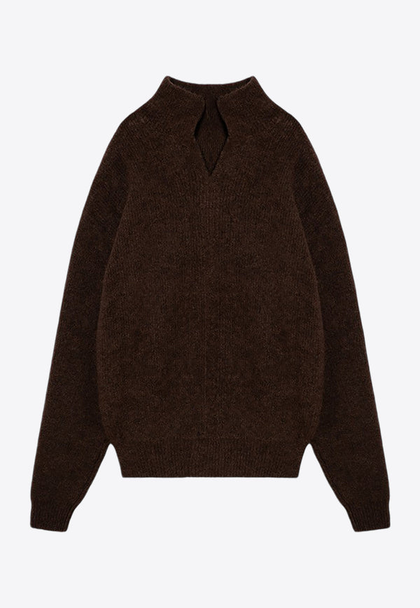 Rick Owens Fisherman Tabard Alpaca Blend Sweater Brown RR02D6648KWP/P_RICKO-04