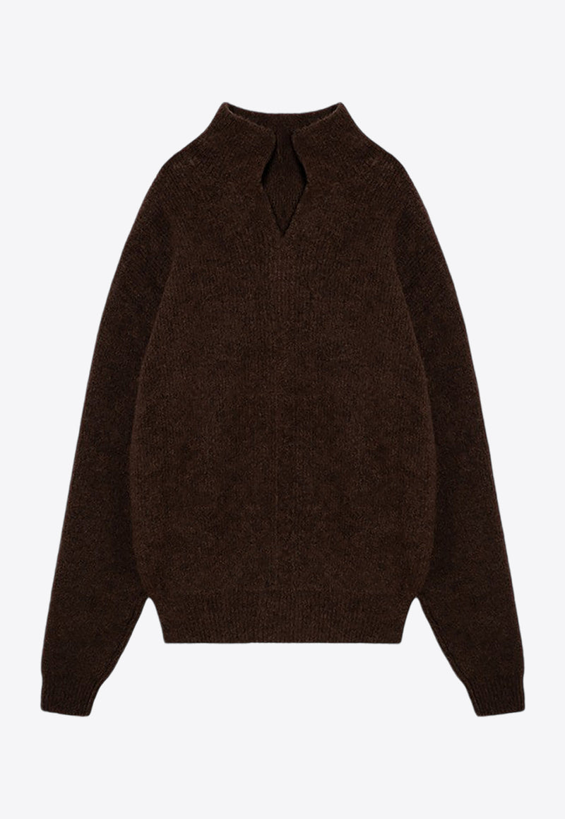 Rick Owens Fisherman Tabard Alpaca Blend Sweater Brown RR02D6648KWP/P_RICKO-04