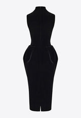 Rasario Velvet Sleeveless Midi Dress Black RS24F025DD001BLACK