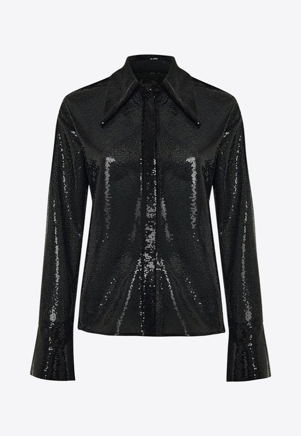 Rasario Sequined Long-Sleeved Shirt Black RS24F066BZ001BLACK