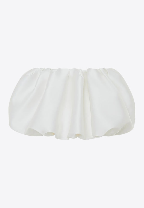 Rasario Voluminous Gathered Satin Mini Skirt White RS24F067SN002WHITE