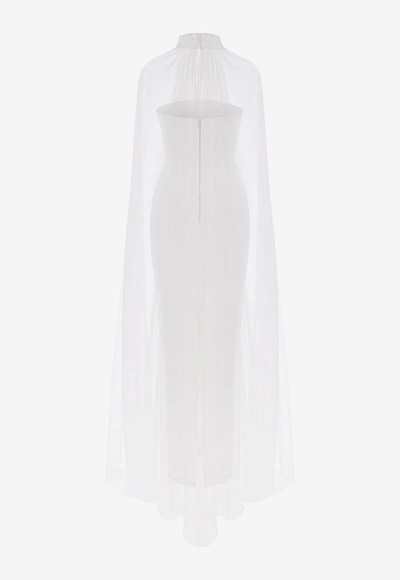 Rasario Crepe Corset Gown with Silk Chiffon Cape RS24S093G020WHITE