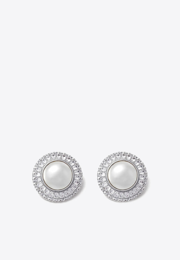 Self-Portrait Crystal Pearl Earrings RS25-602E-SL_SILVER