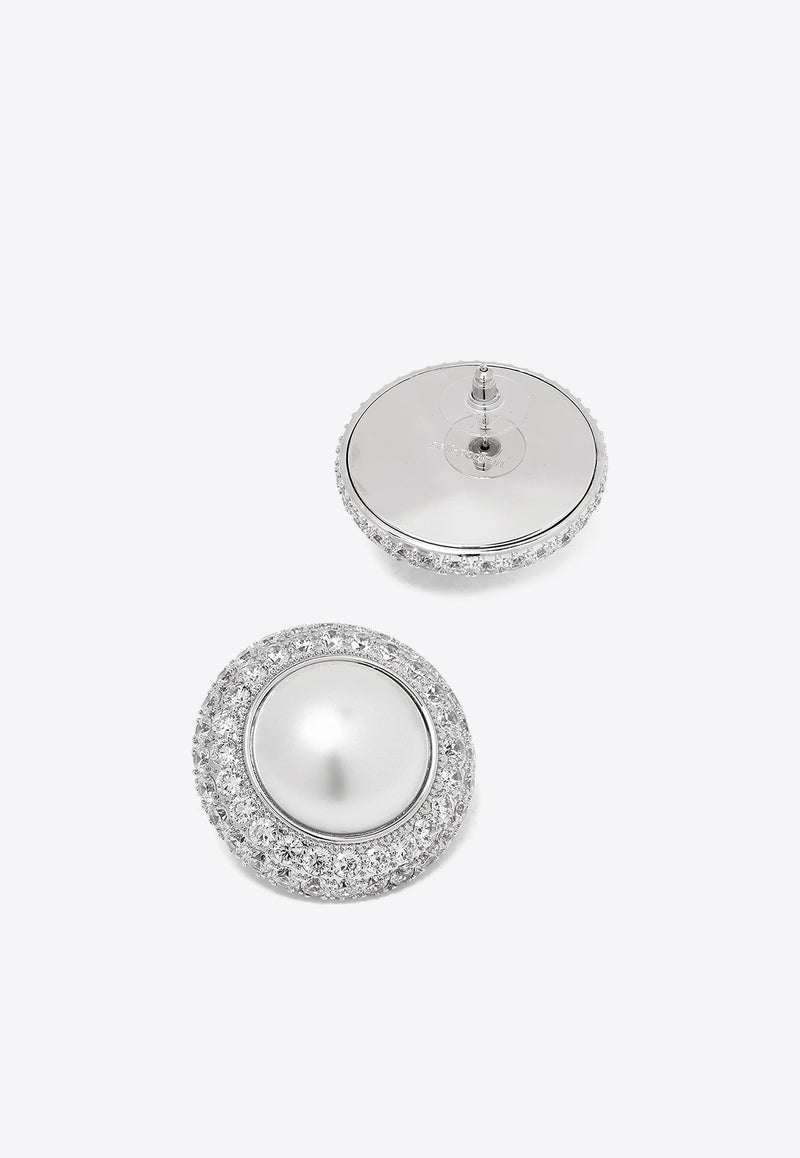 Self-Portrait Crystal Pearl Earrings RS25-602E-SL_SILVER