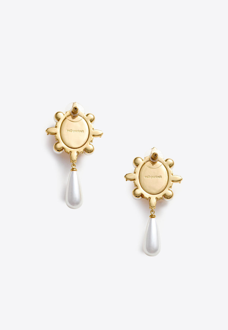 Self-Portrait Pearl Drop Earrings RS25-614E-GD_GOLD