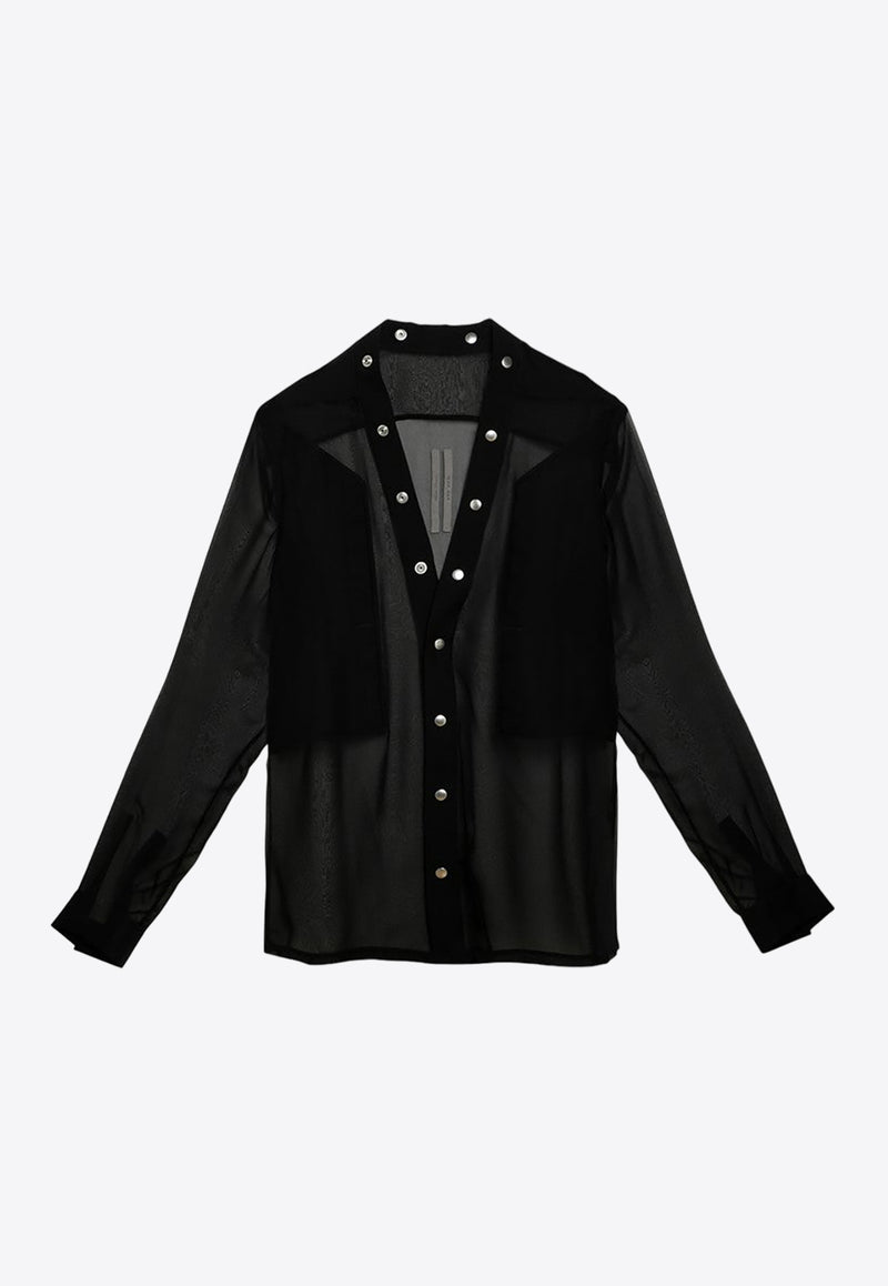 Rick Owens Larry Fogpocket Silk Shirt Black RU01D3287S/O_RICKO-09
