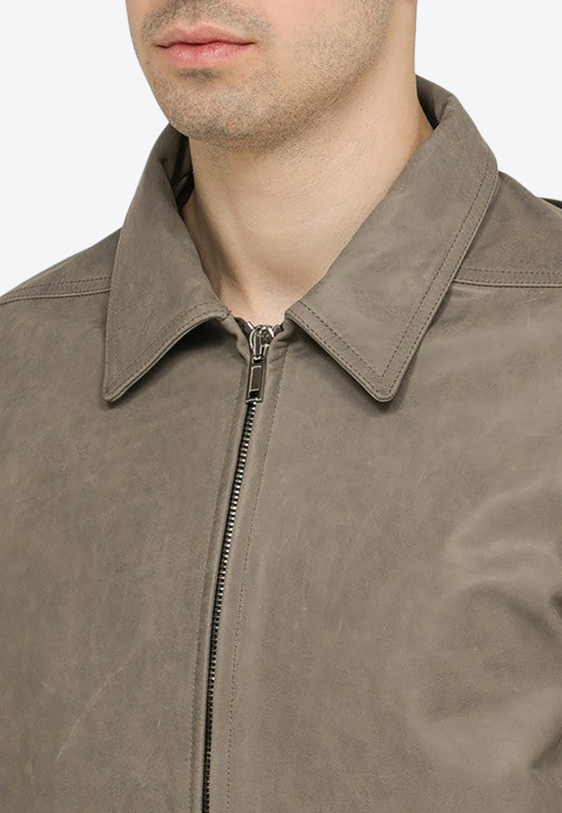Rick Owens Leather Zip-Up Jacket Gray RU01D3766LSU/O_RICKO-34