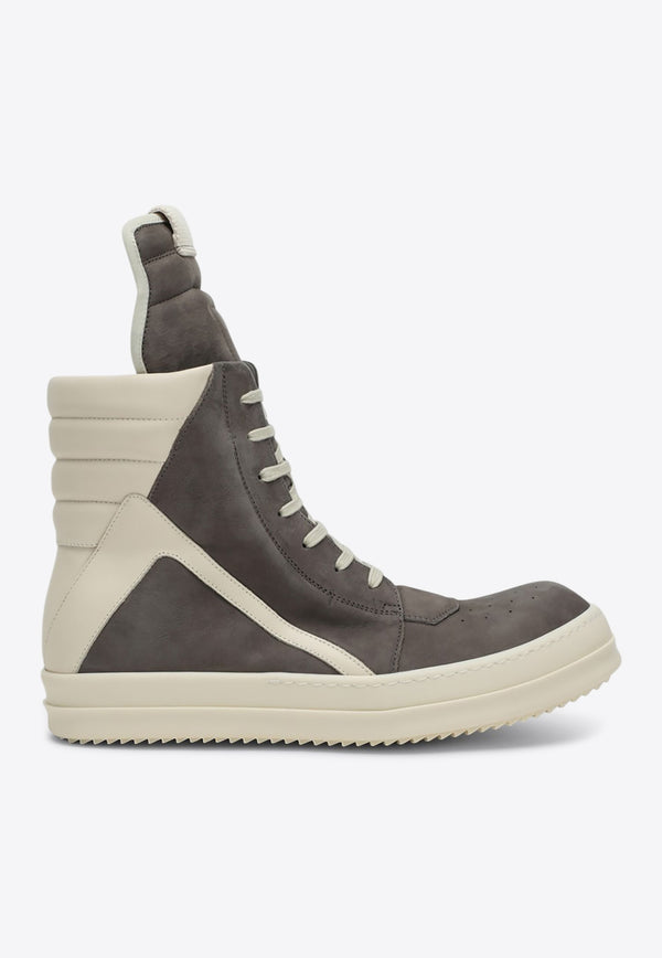 Rick Owens Geobasket Leather High-Top Sneakers Gray RU01E5894LWNLCO/Q_RICKO-3411