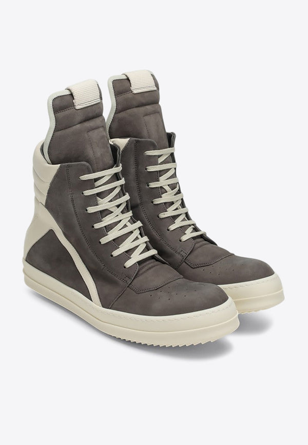 Rick Owens Geobasket Leather High-Top Sneakers Gray RU01E5894LWNLCO/Q_RICKO-3411