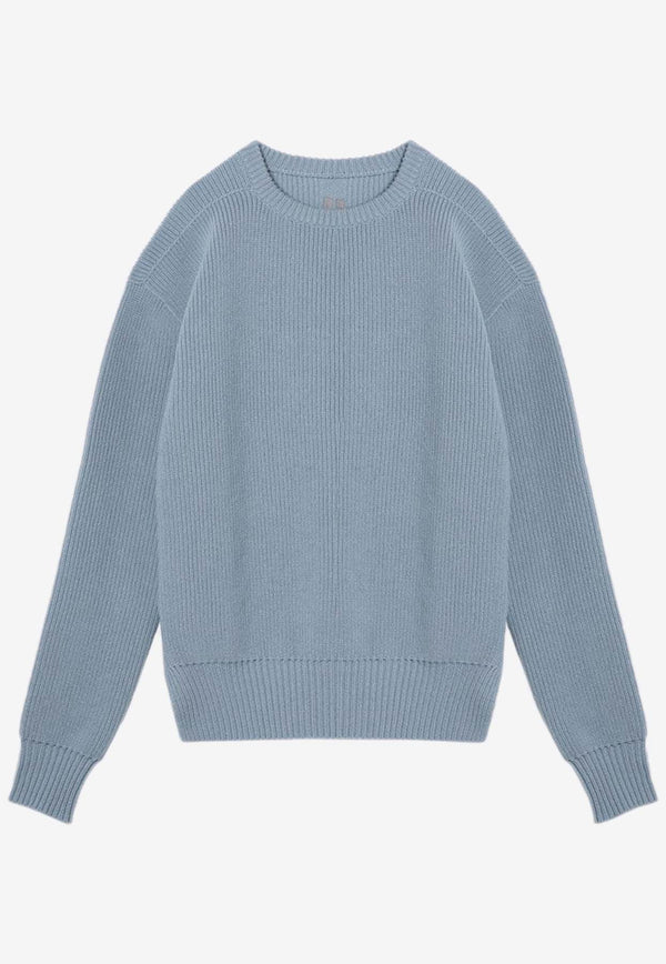 Rick Owens Fisherman Knitted Wool Sweater Light Blue RU02D6649KWV/P_RICKO-36