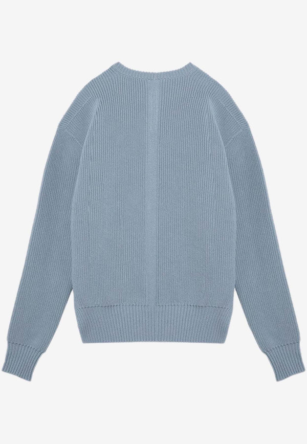 Rick Owens Fisherman Knitted Wool Sweater Light Blue RU02D6649KWV/P_RICKO-36