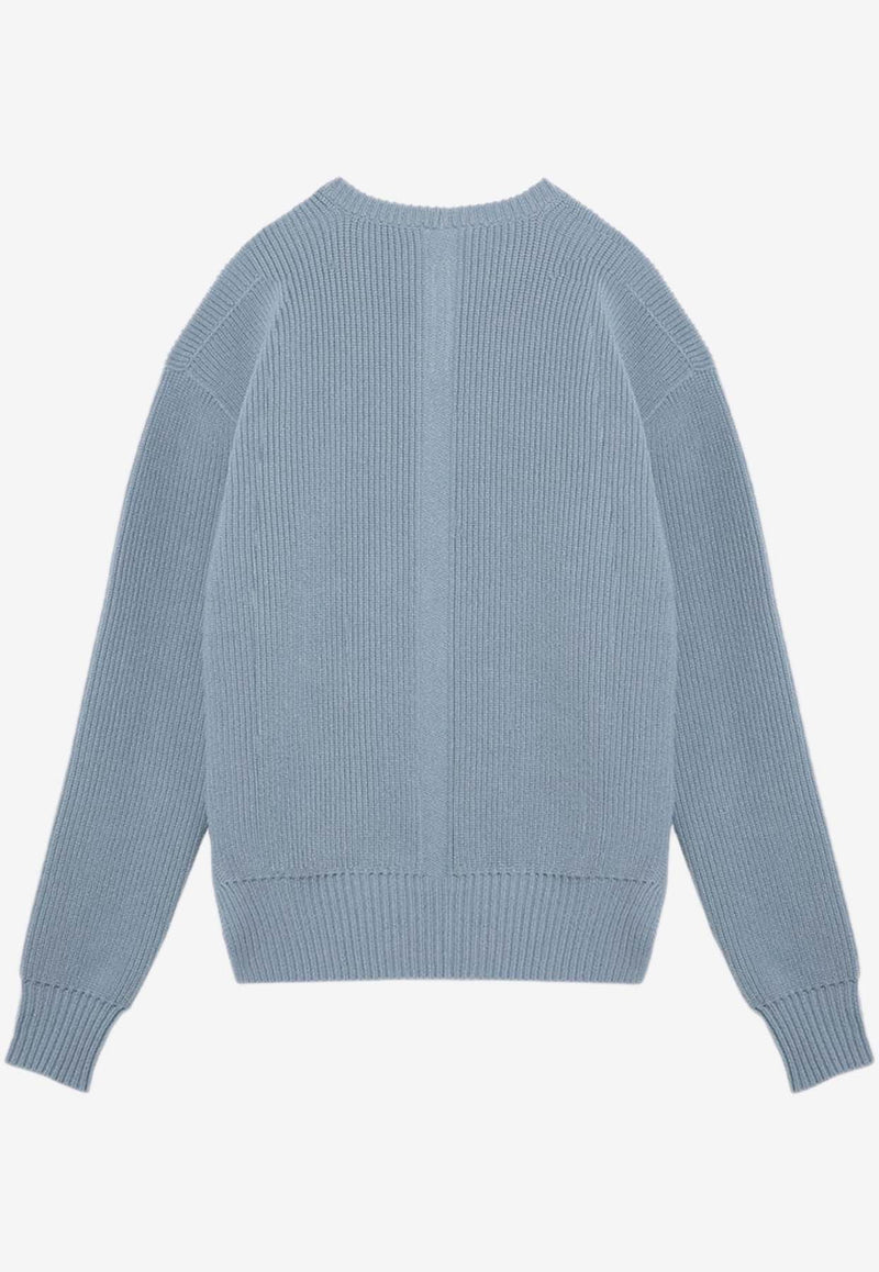 Rick Owens Fisherman Knitted Wool Sweater Light Blue RU02D6649KWV/P_RICKO-36