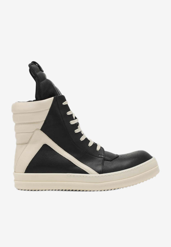 Rick Owens Geobasket High-Top Leather Sneakers Black RU02D6894LCO/P_RICKO-911