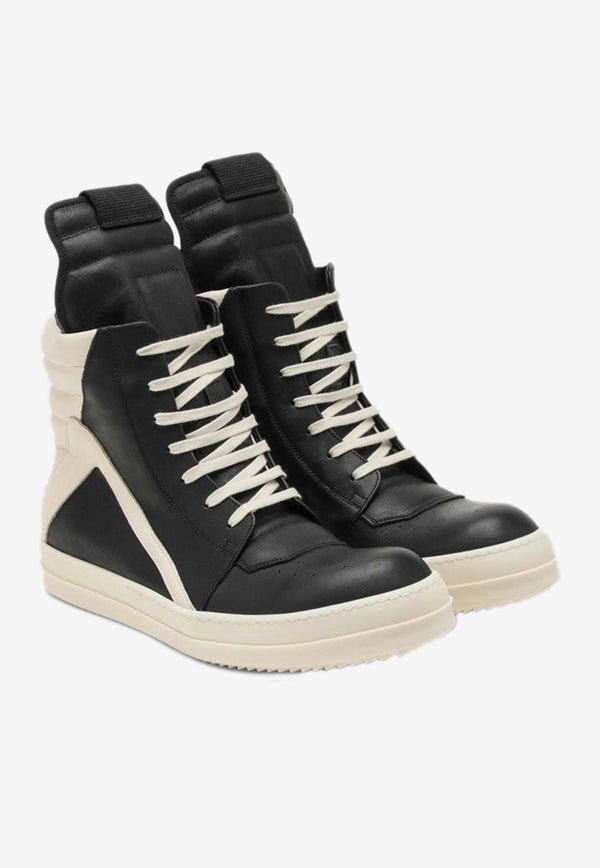 Rick Owens Geobasket High-Top Leather Sneakers Black RU02D6894LCO/P_RICKO-911