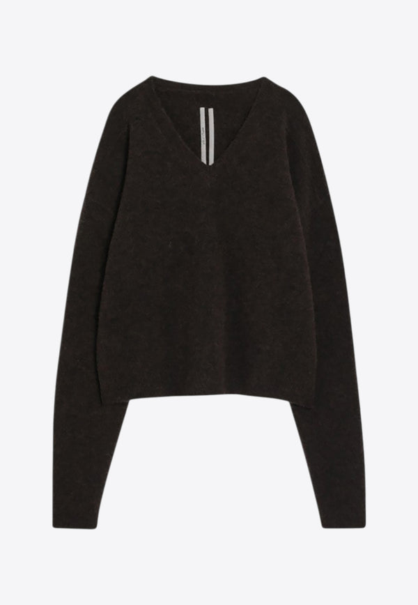 Rick Owens Alpaca-Blend V-neck Sweater Brown RU02E1650KWP/R_RICKO-04