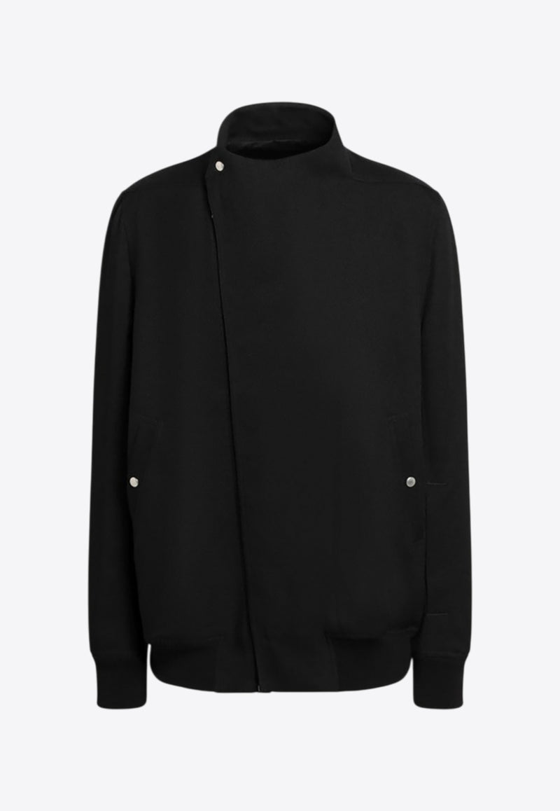 Rick Owens Asymmetric Wool Zip-Up Jacket Black RU02E1760WD/R_RICKO-09