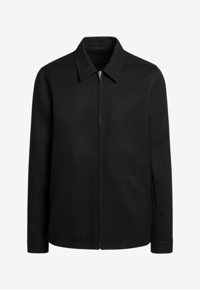 Rick Owens Brad Zip-Up Shirt Jacket with Strap Black RU02E1764WD/R_RICKO-09