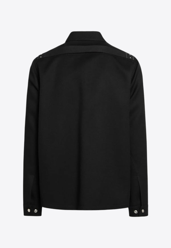 Rick Owens Brad Zip-Up Shirt Jacket with Strap Black RU02E1764WD/R_RICKO-09