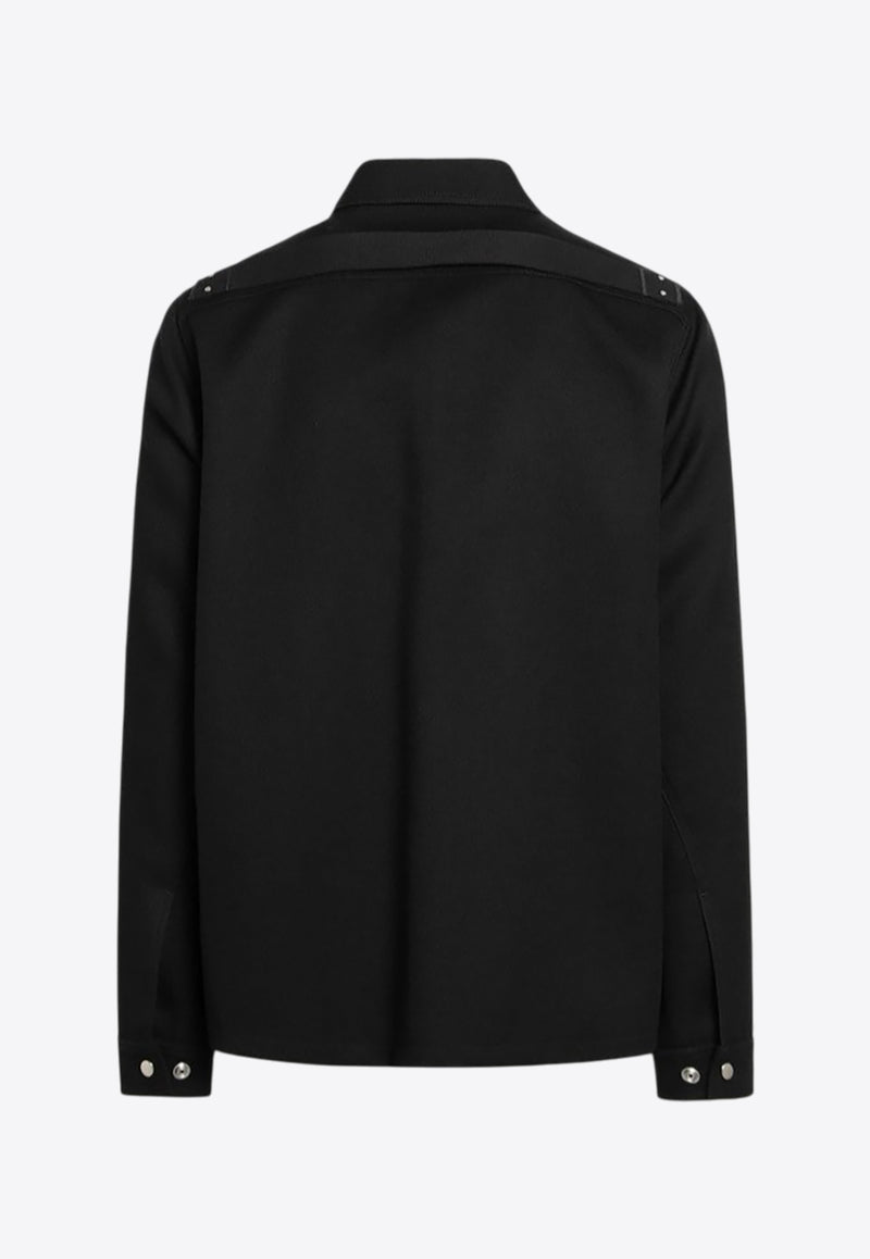 Rick Owens Brad Zip-Up Shirt Jacket with Strap Black RU02E1764WD/R_RICKO-09