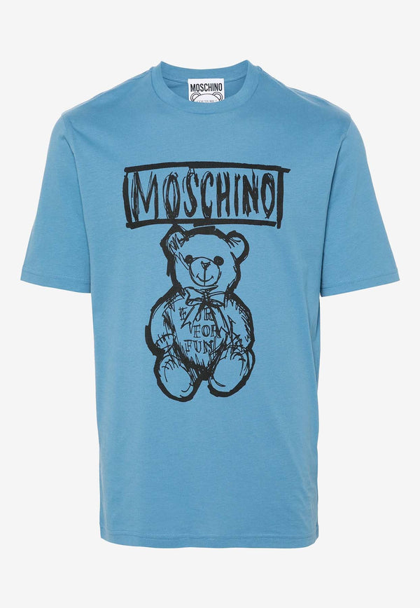 Moschino Teddy Bear Logo Crewneck T-shirt RV071170411294 1294 Blue