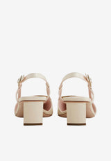 Roger Vivier Belle Vivier 45 Slingback Pumps in Patent Leather Off-white RVW00625600D1P C019
