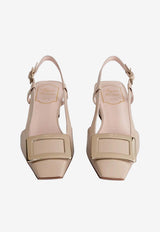Roger Vivier Belle Vivier 45 Slingback Pumps in Patent Leather Beige RVW00625600D1P C415